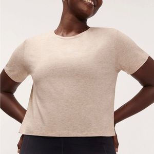 girlfriend collective cupro crop tee in dune - L